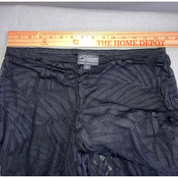 DANCE AMERICA L Wide Leg Black Lace Shimmery Dress Evening Pants Stretch Lined - Picture 5 of 8